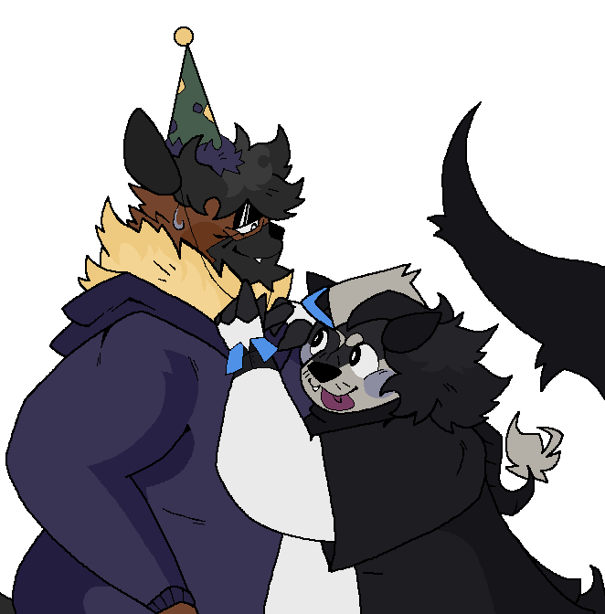makoto trying to put a party hat on me (he's doing his best)